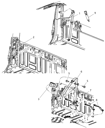 2011 Ram 3500 Seat Belts Rear Diagram 1