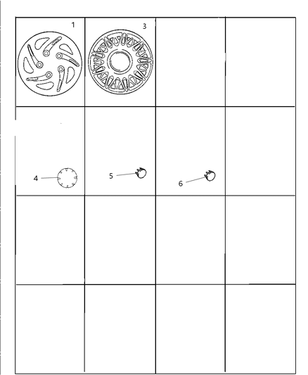 1998 Chrysler Cirrus Caps & Covers, Wheel Diagram