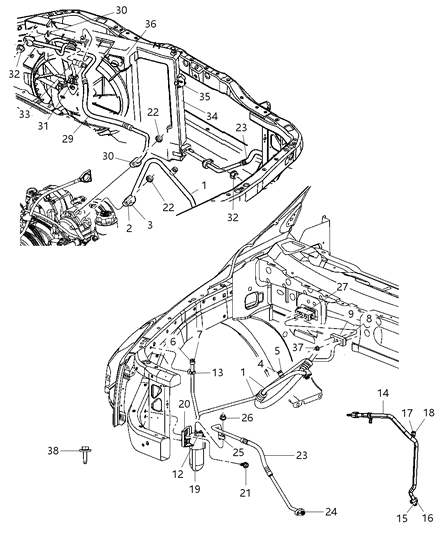 2009 Chrysler Aspen Line-A/C Discharge Diagram for 55056968AB