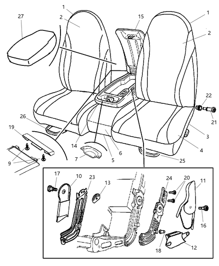 2003 Dodge Dakota Frame St-Front Seat Cushion Diagram for 5096068AA