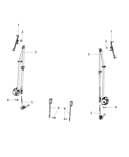 2020 Jeep Cherokee Front Outer Seat Belt Diagram for 6EG90LC5AC