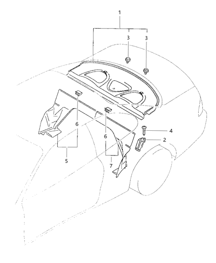 1997 Dodge Avenger Shelf Panel - Rear Diagram