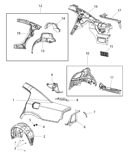 2020 Dodge Charger Body Side Aperture Rear Diagram for 68480938AA