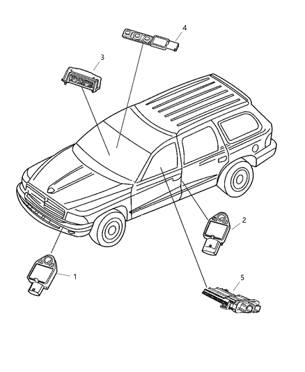 2007 Chrysler Aspen Air Bag Modules & Sensors Diagram