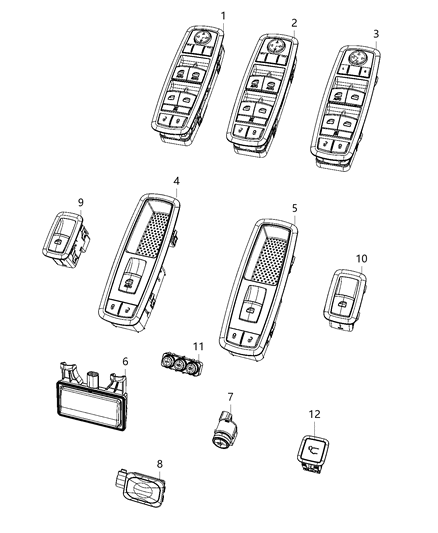 2020 Jeep Cherokee Switches, Doors, Mirrors And Liftgate Diagram