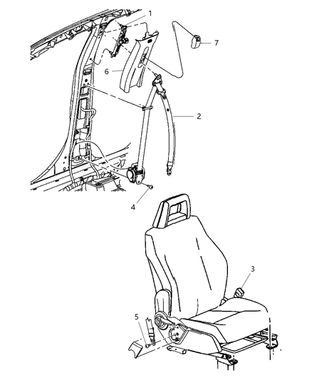 2012 Dodge Caliber Front Outer Seat Belt Diagram for YD681DVAG