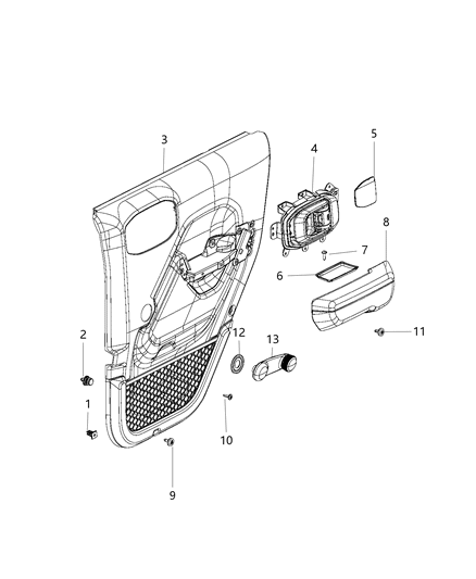 2018 Jeep Wrangler Panel-Rear Door Trim Diagram for 5ZW961A3AC