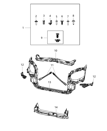 2019 Dodge Grand Caravan Radiator Support Diagram