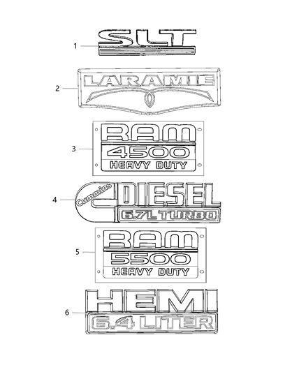 2017 Ram 4500 Nameplates - Emblem & Medallions Diagram