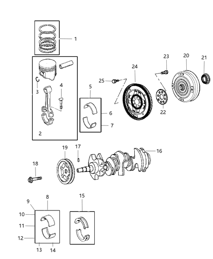 2007 Dodge Magnum Crankshaft , Pistons , Torque Converter And Drive Plate Diagram 1