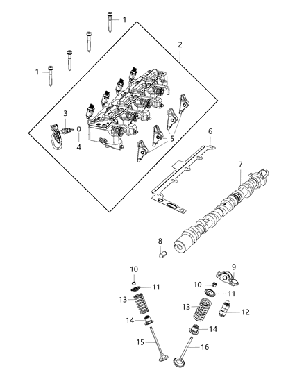 2014 Jeep Cherokee Engine Camshaft Diagram for 5047337AG