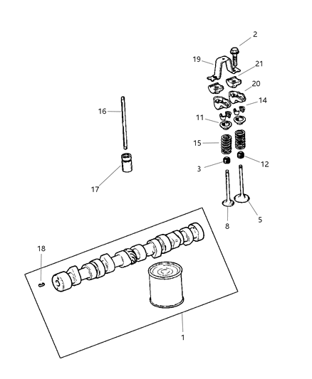 1998 Jeep Wrangler Camshaft & Valves Diagram 1