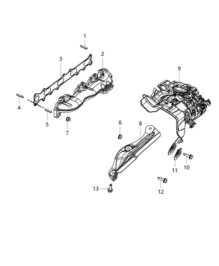 2019 Jeep Renegade Exhaust Manifold And Heat Shield Diagram 2