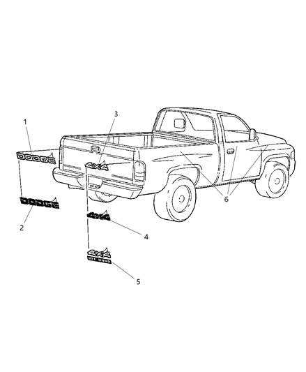 1999 Dodge Ram 1500 Tape Strips & Decals Diagram