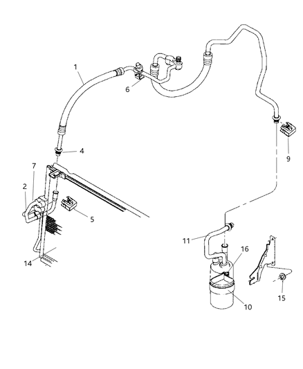 2004 Jeep Wrangler Clamp-A/C Supply Line Diagram for 55036782AB