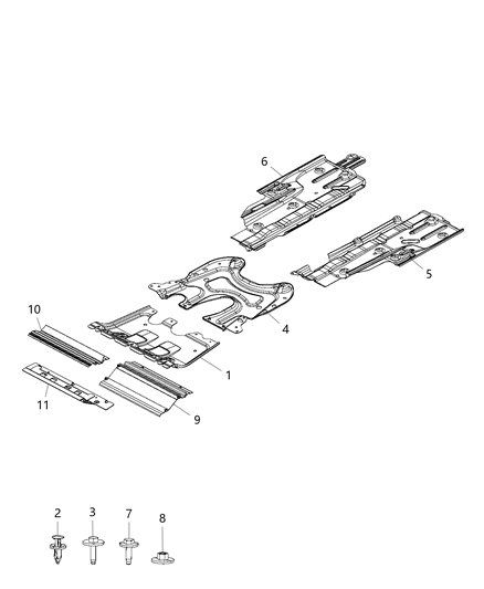 2014 Jeep Cherokee Underbody Shields & Plate Diagram