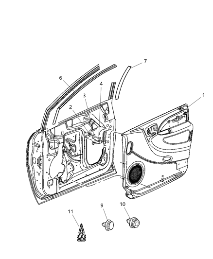 2003 Dodge Grand Caravan Panel-Front Door Trim Diagram for SK341T5AG