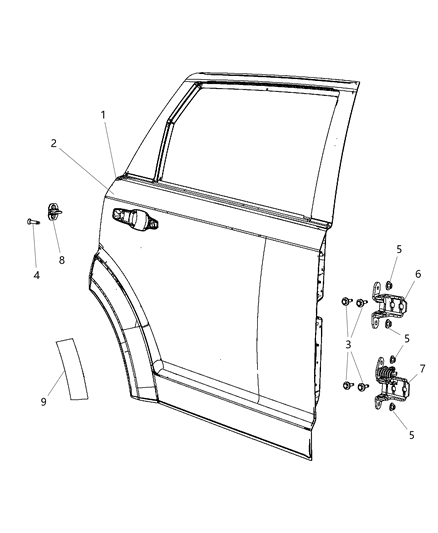 2017 Dodge Journey Door Hinge Right Diagram for 5067938AH