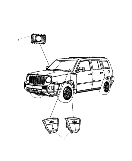 2013 Jeep Patriot Air Bags Front Diagram