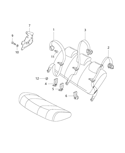 2016 Ram ProMaster City Seat Belts Second Row Diagram