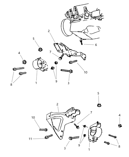 1999 Dodge Durango Insulator Engine Mount Diagram for 52020419AA