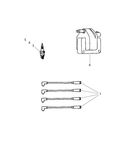 2004 Jeep Wrangler Spark Plugs, Cables & Coils Diagram