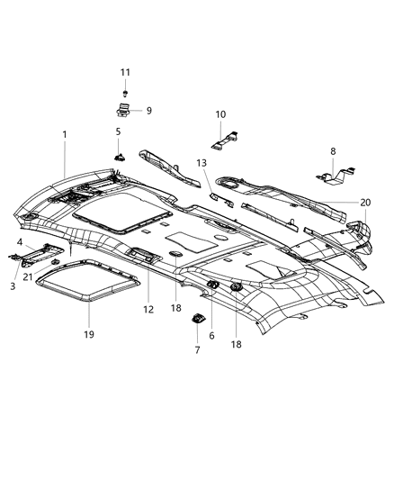 2015 Chrysler Town & Country RETAINER-Overhead Console Diagram for 68234012AA
