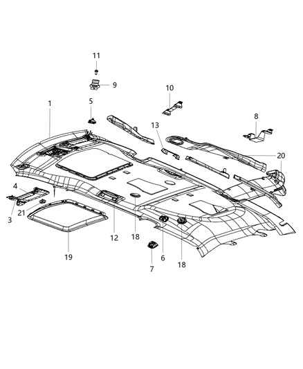 2015 Chrysler Town & Country Headliner Diagram for 1JE87HDAAB