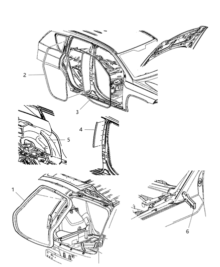 2011 Jeep Compass WEATHERSTRIP-LIFTGATE Opening Diagram for 68070489AB