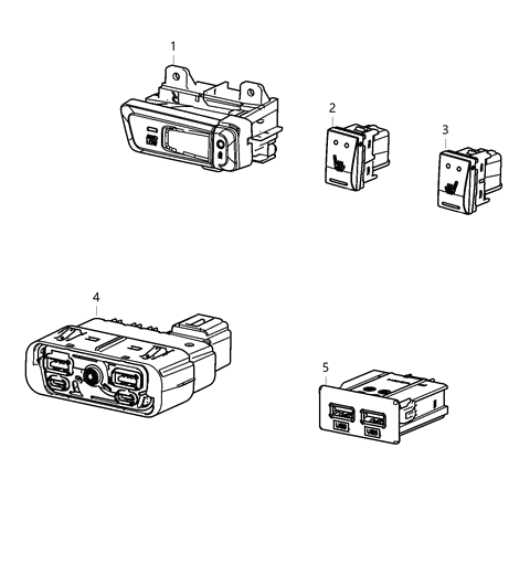 2021 Dodge Durango Switches - Console Diagram