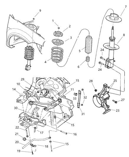 2002 Dodge Neon Suspension - Front Diagram