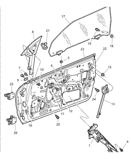 1997 Chrysler Sebring Spring Window Regulator As Diagram for 4883212