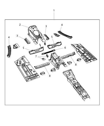 2020 Chrysler 300 Pan-Front Floor Diagram for 68043495AS