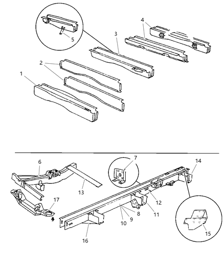 2000 Dodge Ram Wagon Rail-Body Side Diagram for 55346637AD