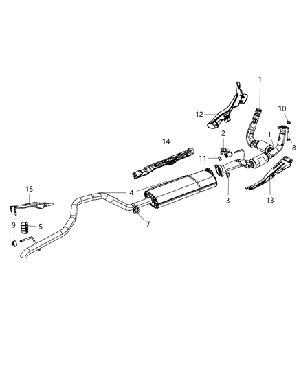 2008 Jeep Commander Exhaust Muffler And Tailpipe Diagram for 68025030AA