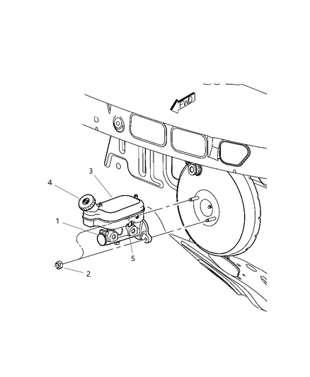 2001 Dodge Grand Caravan Brake Mastr Cylinder Diagram for V1101565AA