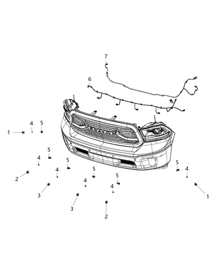 2019 Ram 1500 Assist, Front Park Diagram