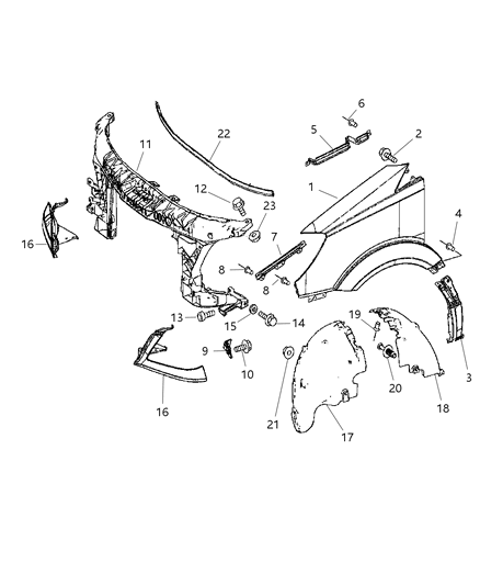 2009 Dodge Sprinter 2500 WHEELHOUS-Front Inner Diagram for 68014739AA