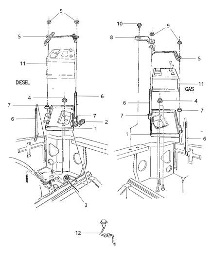 1998 Jeep Cherokee Battery Tray Diagram