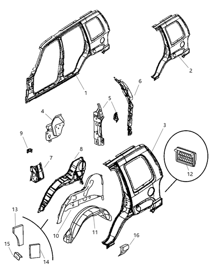 2004 Jeep Liberty Panel-Quarter Diagram for 5072884AB