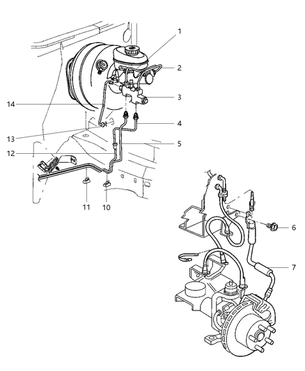 1997 Jeep Cherokee Brake Lines, Front Diagram 1