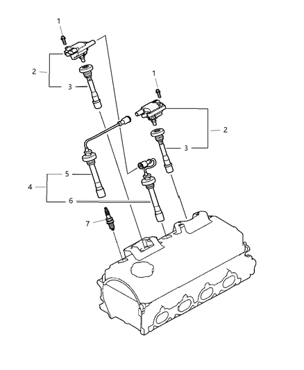 2005 Dodge Stratus Spark Plugs, Cables & Coils Diagram 1