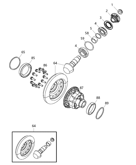 2009 Dodge Ram 5500 Differential Assembly , Front Diagram