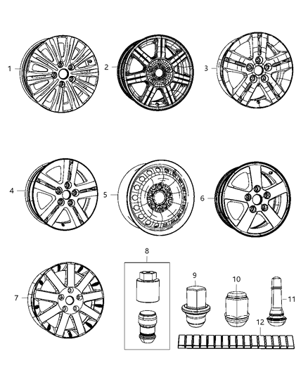 2012 Ram C/V Wheels & Hardware Diagram