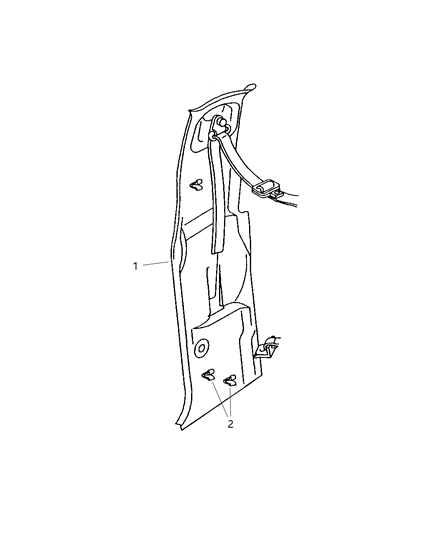 2002 Dodge Ram 2500 Quad & Club Cab Quarter Trim Panel Diagram