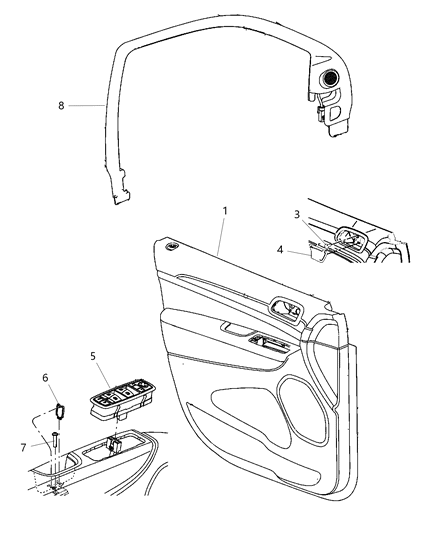 2011 Dodge Durango Front Door Trim Panel Diagram