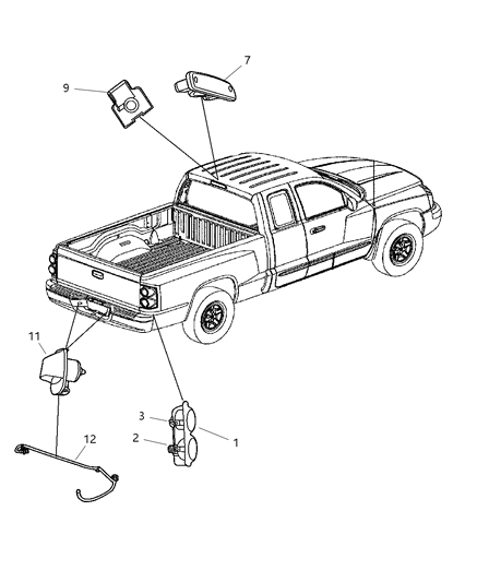 2007 Dodge Dakota Lamps - Rear End Diagram