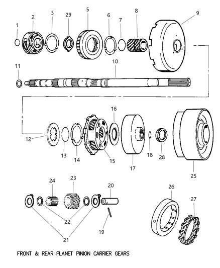 2002 Dodge Durango Gear Train & Intermediate Shaft Diagram 1