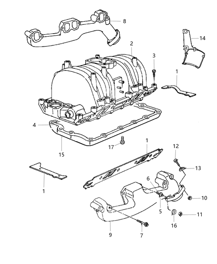 1998 Dodge Dakota Manifolds - Intake & Exhaust Diagram 3