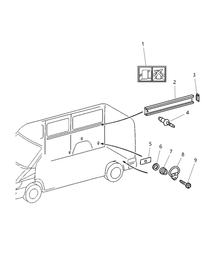 2004 Dodge Sprinter 3500 Cargo Retainers - Without Windows Diagram